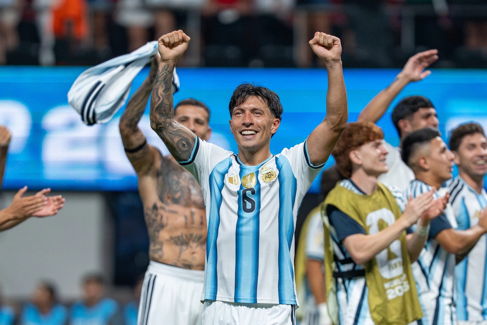 Lisandro Martínez with Argentina on July 7, 2026; archive photograph, not the apology meeting.