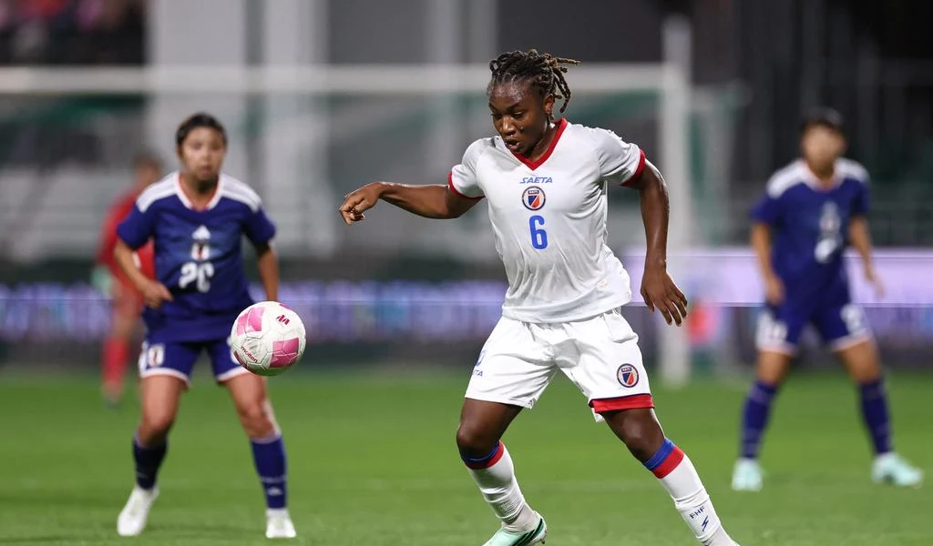 Melchie Dumornay in a Haiti friendly in October 2026.