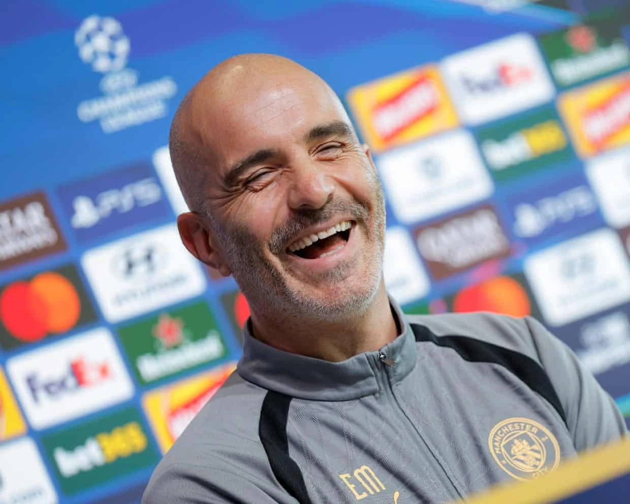 Enzo Maresca at the Champions League press conference before Manchester City face PSG.