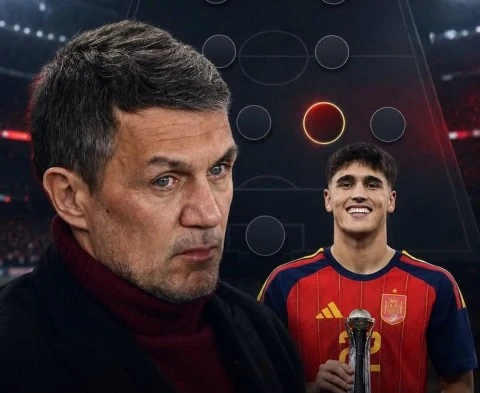 Đồ họa minh họa việc so sánh Pau Cubarsí với Paolo Maldini trong bài viết.