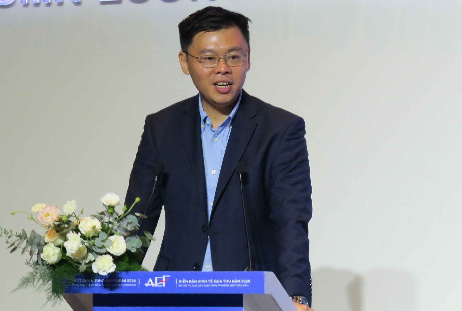 Phó chủ tịch UBND TP HCM Trương Minh Huy Vũ phát biểu tại Diễn đàn Kinh tế Mùa thu 2026