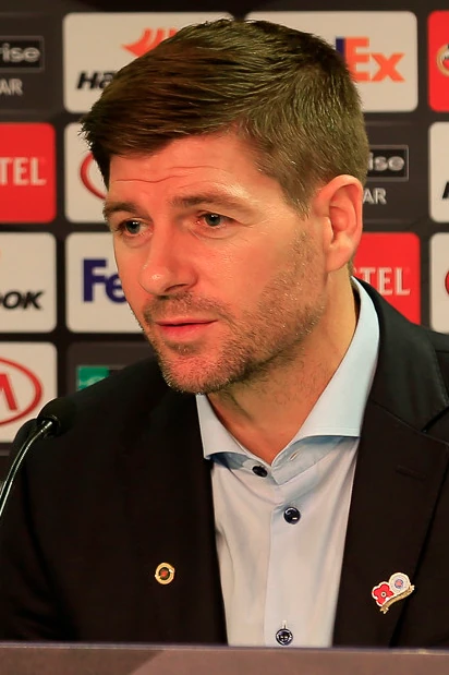 Steven Gerrard tại họp báo năm 2018, ảnh tư liệu.