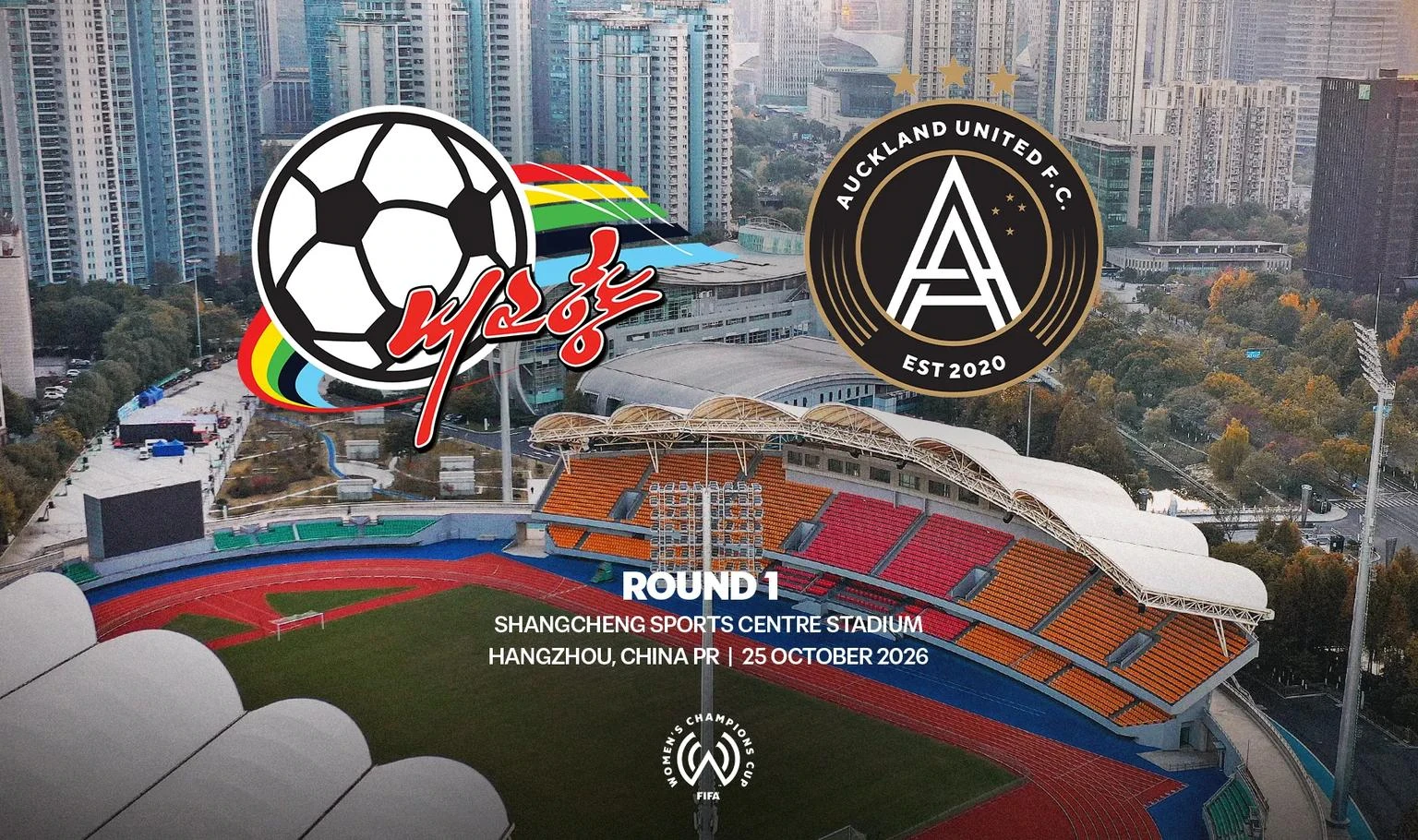 Đồ họa FIFA giới thiệu trận Naegohyang–Auckland United tại Hàng Châu ngày 25/10.