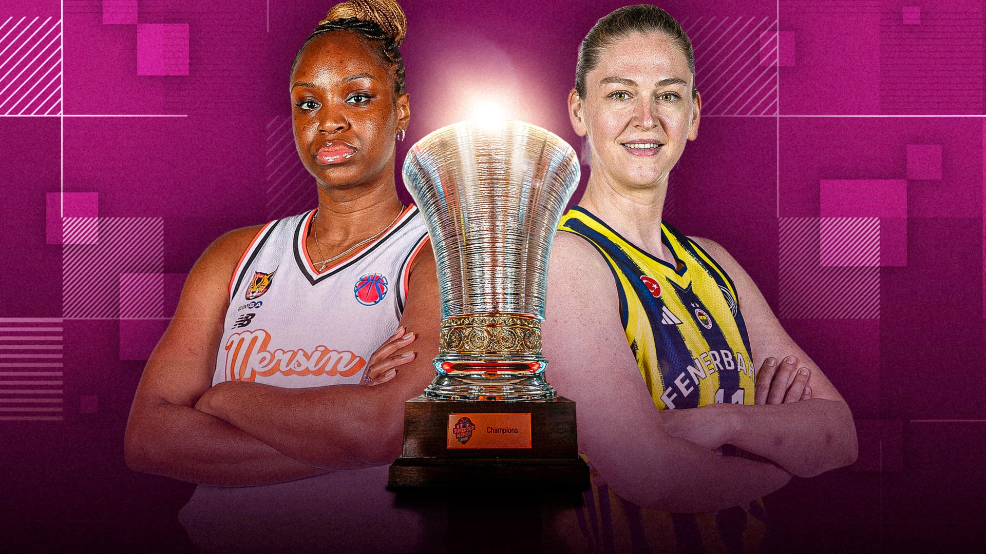 Đồ họa FIBA giới thiệu Mersin và Fenerbahce trước SuperCup Women 2026.