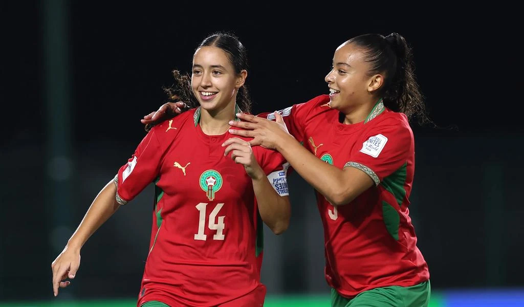 Hiba Youssoufi và đồng đội Morocco ăn mừng trước New Zealand ngày 17/10/2026.