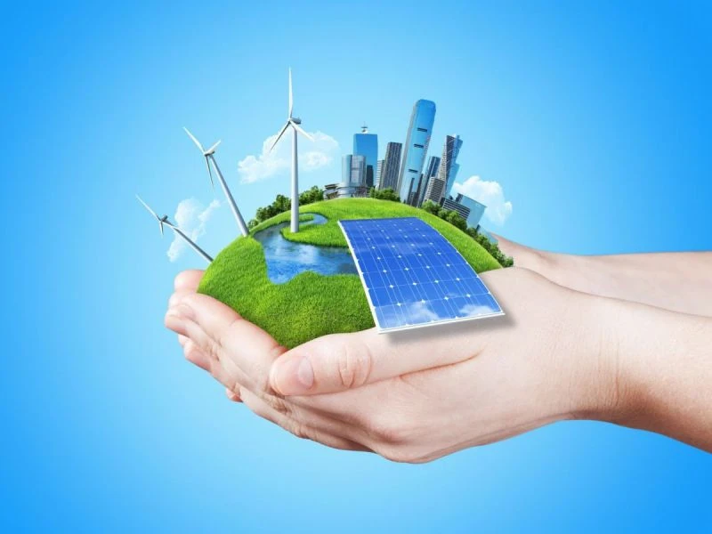 Đồ họa năng lượng xanh minh họa dự thảo quỹ tiết kiệm năng lượng.
