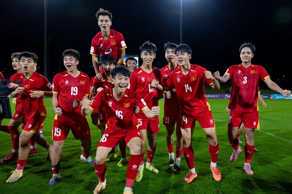 Các cầu thủ U17 Việt Nam trong ảnh tư liệu.