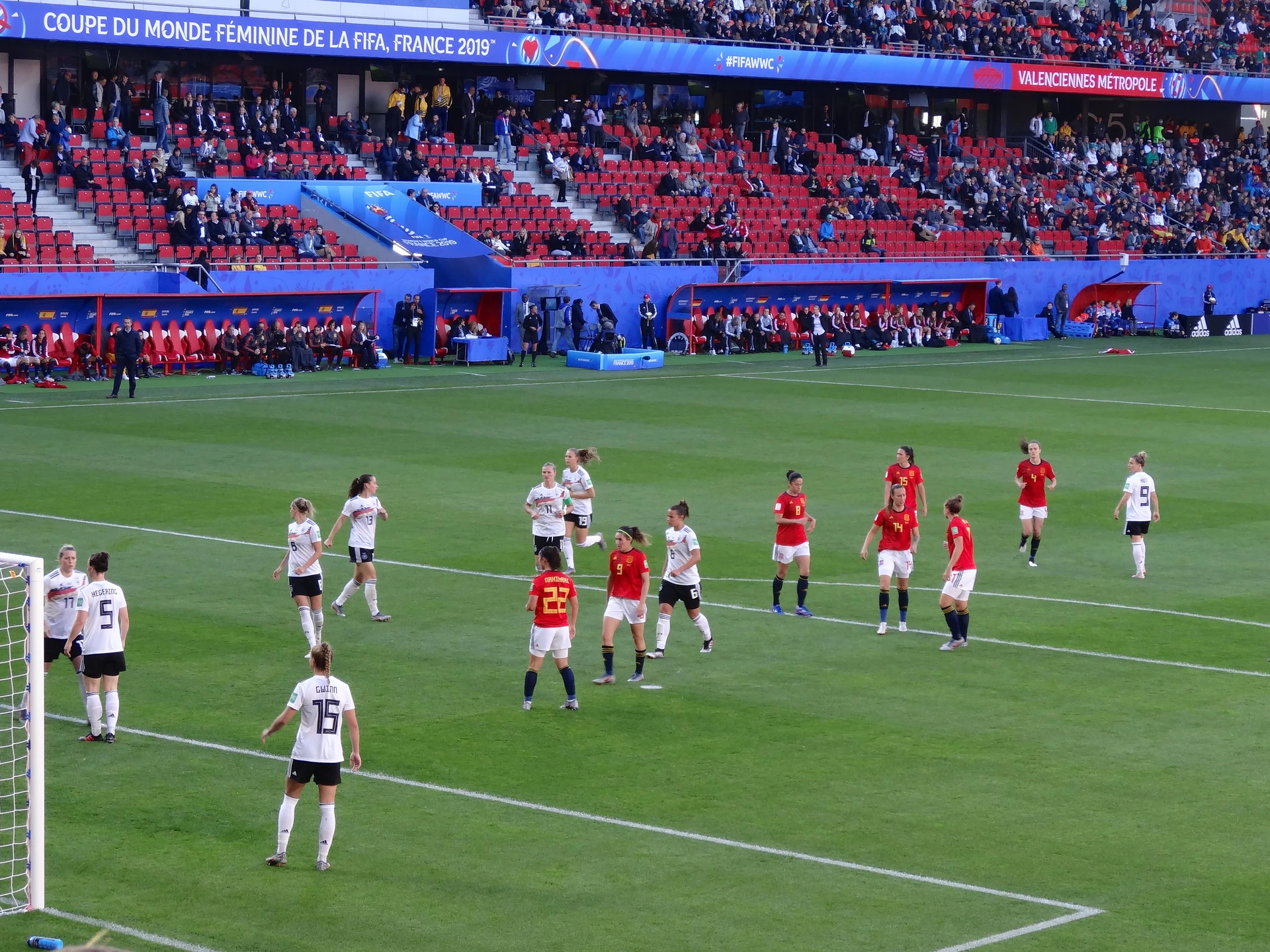 Spain face Germany at the 2019 Women's World Cup, in a file photograph.