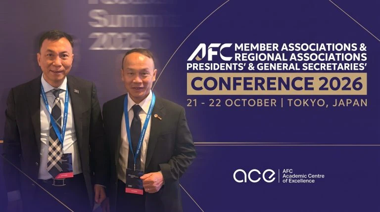Trần Quốc Tuấn and Nguyễn Văn Phú in VFF's photograph accompanying its AFC conference report from Tokyo.