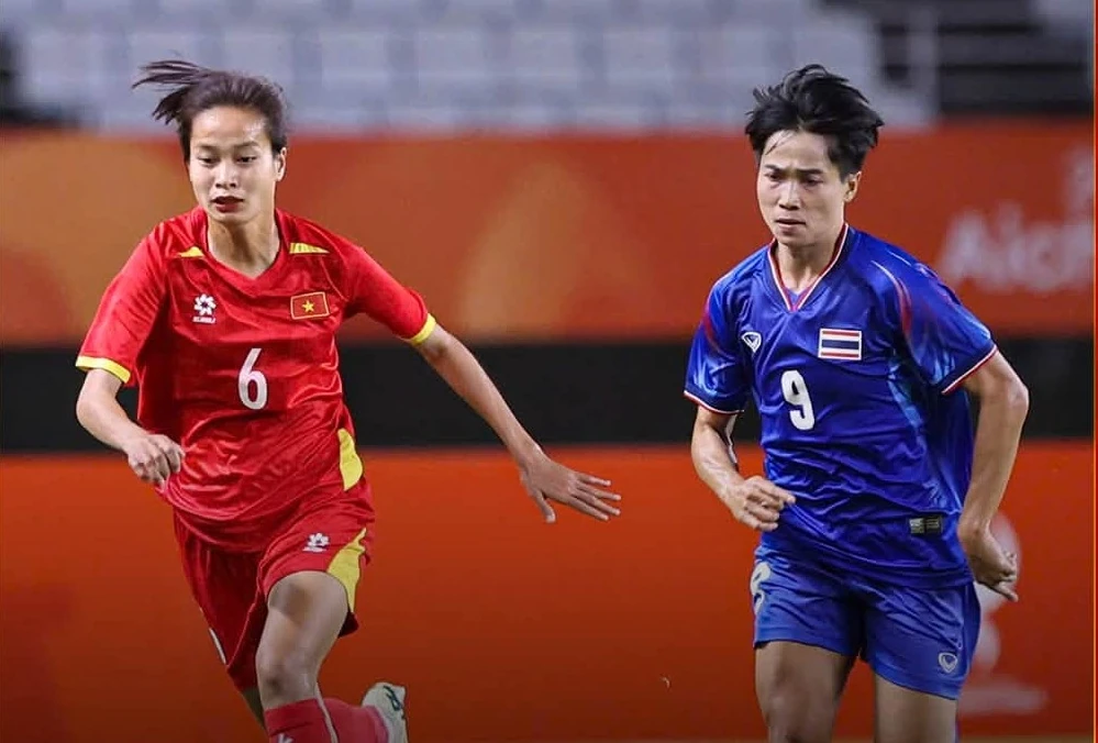 Đội tuyển nữ Việt Nam trong trận hòa Thái Lan tại Asiad 20, ảnh tư liệu.