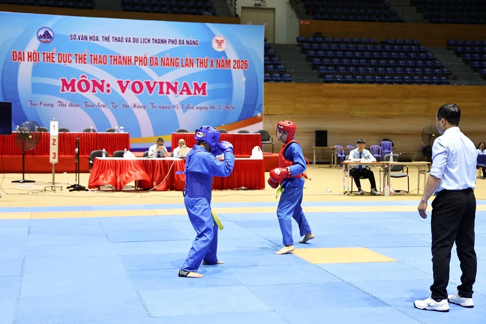 Vovinam athletes compete at the 2026 Da Nang sports games.