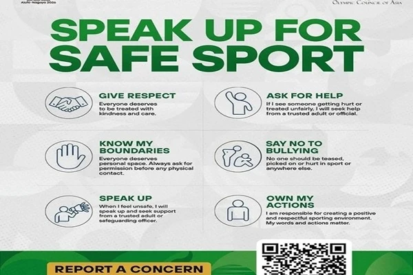 The Olympic Council of Asia's Speak Up for Safe Sport campaign graphic.
