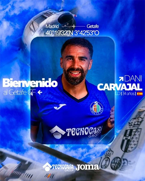 Đồ họa chào mừng Dani Carvajal đến Getafe được nguồn đăng trong tin chuyển nhượng.