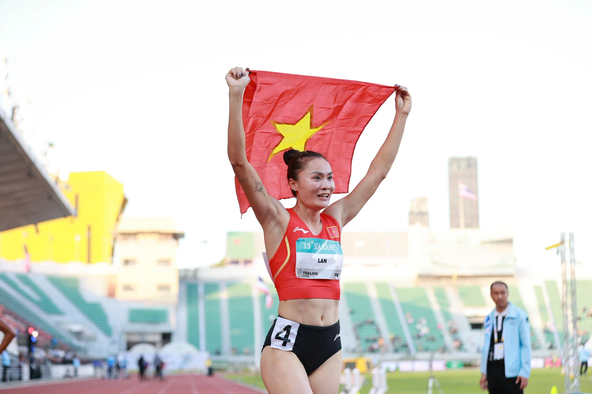 Quách Thị Lan trong ảnh thi đấu tư liệu, với số đeo SEA Games 33. Ảnh: Linh Đông.