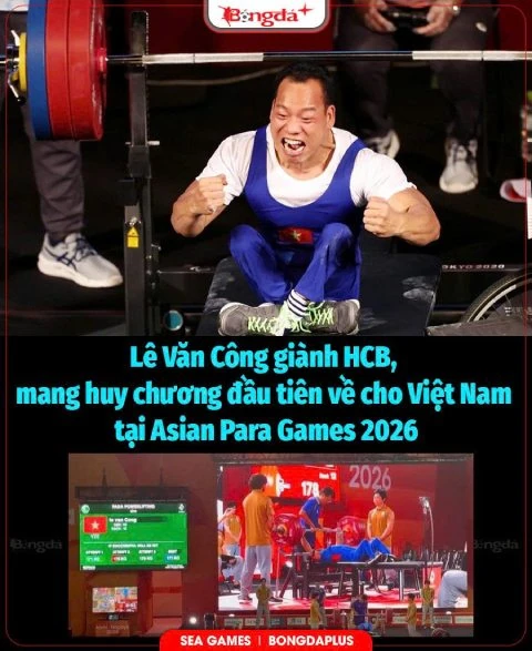 Đồ họa về HCB của Lê Văn Công tại Asian Para Games 2026.