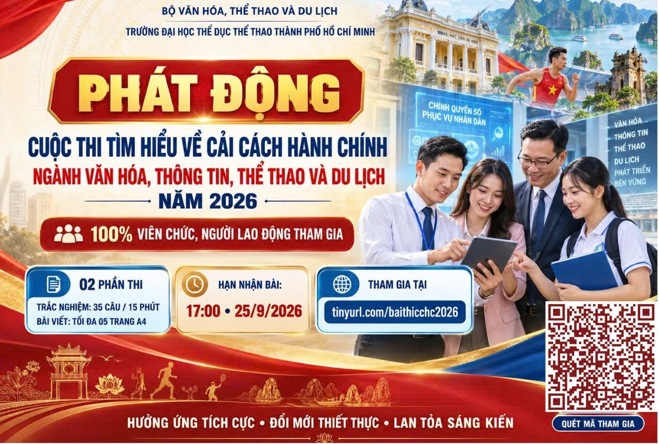 Áp phích phát động cuộc thi tìm hiểu cải cách hành chính ngành văn hóa, thông tin, thể thao và du lịch năm 2026.