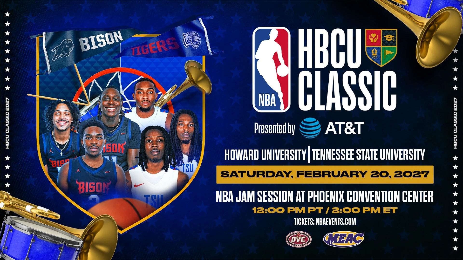 The Howard–Tennessee State poster for the 2027 NBA HBCU Classic.