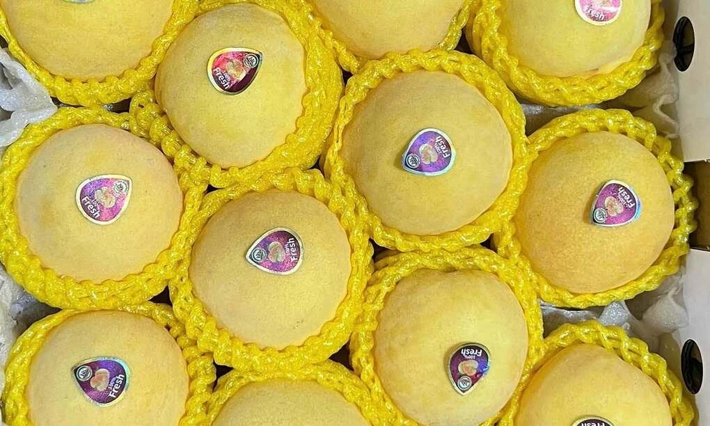 Chinese yellow peaches at a fruit shop in Ho Chi Minh City.