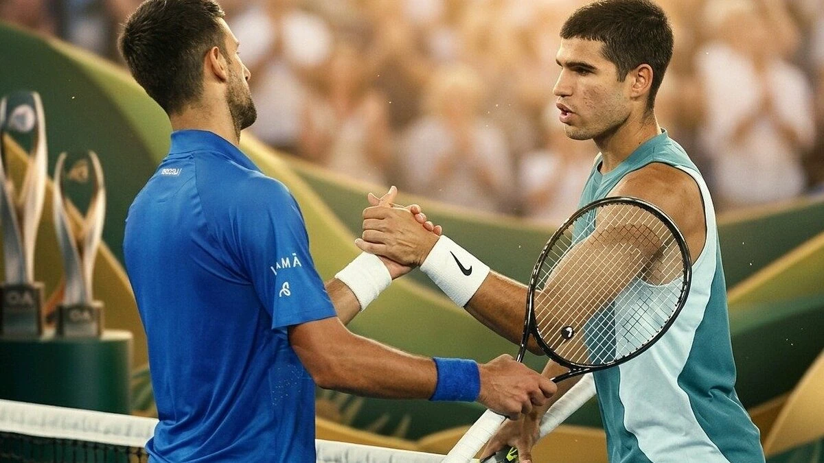 Djokovic and Alcaraz at the 2025 Six Kings Slam event.